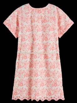 All-over embroidered & belted dress