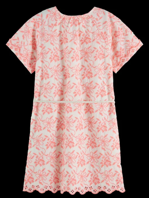 All-over embroidered & belted dress