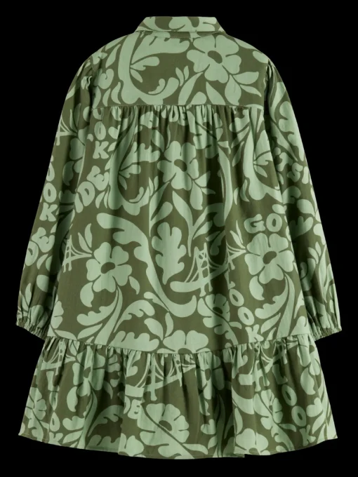 ALLOVER PRINTED LIGHTWEIGHT FLANNEL SHIRT DRESS