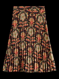 ALLOVER PRINTED PLEATED MIDI SKIRT