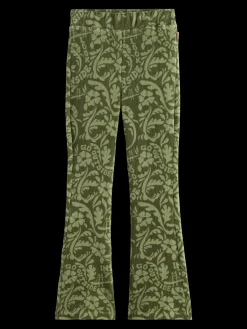 ALLOVER PRINTED VELVET CORD FLARED LEGGING
