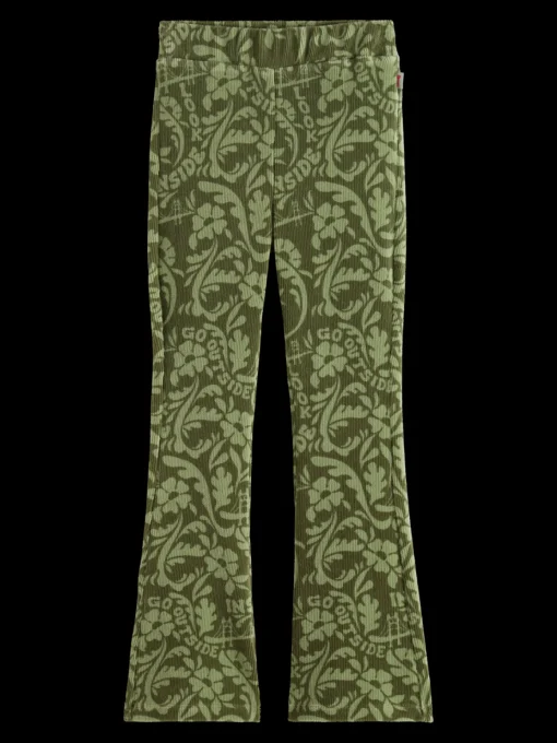 ALLOVER PRINTED VELVET CORD FLARED LEGGING