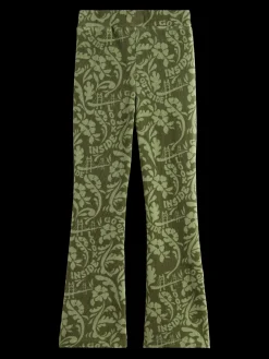 ALLOVER PRINTED VELVET CORD FLARED LEGGING