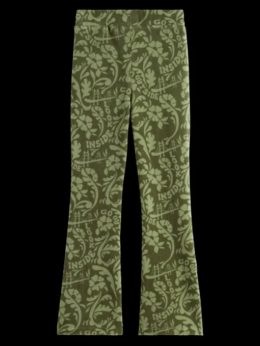 ALLOVER PRINTED VELVET CORD FLARED LEGGING