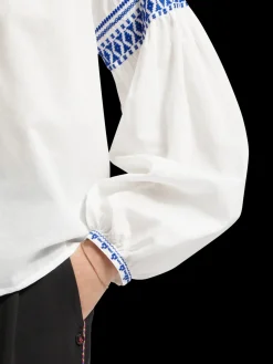 BALLOON SLEEVE TOP WITH TAPE DETAIL