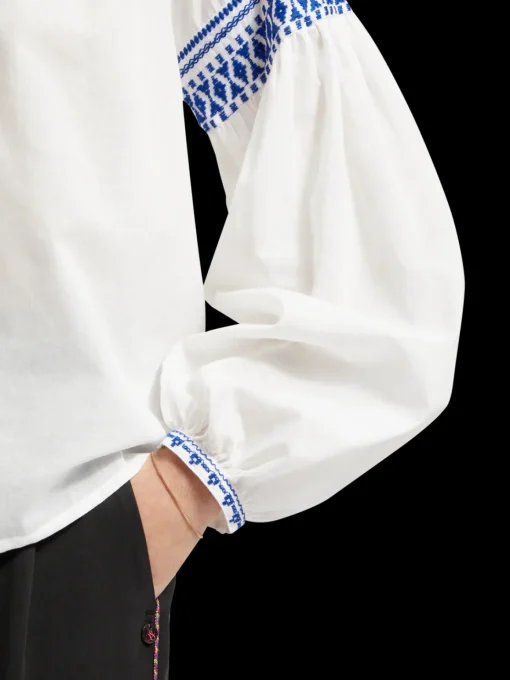 BALLOON SLEEVE TOP WITH TAPE DETAIL