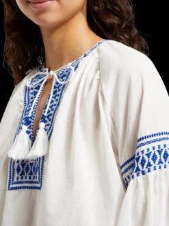 BALLOON SLEEVE TOP WITH TAPE DETAIL