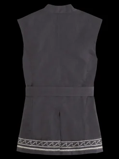 BELTED GILET WITH PALM EMBROIDERY