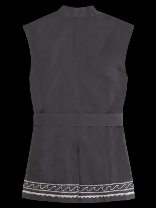 BELTED GILET WITH PALM EMBROIDERY