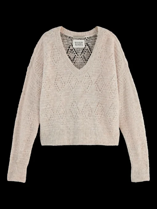 BOUCL V-NECK RELAXED PULLOVER