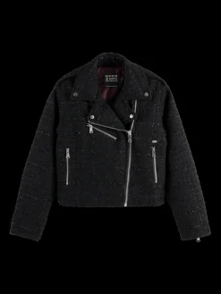 BOUCLE TWEED BIKER JACKET