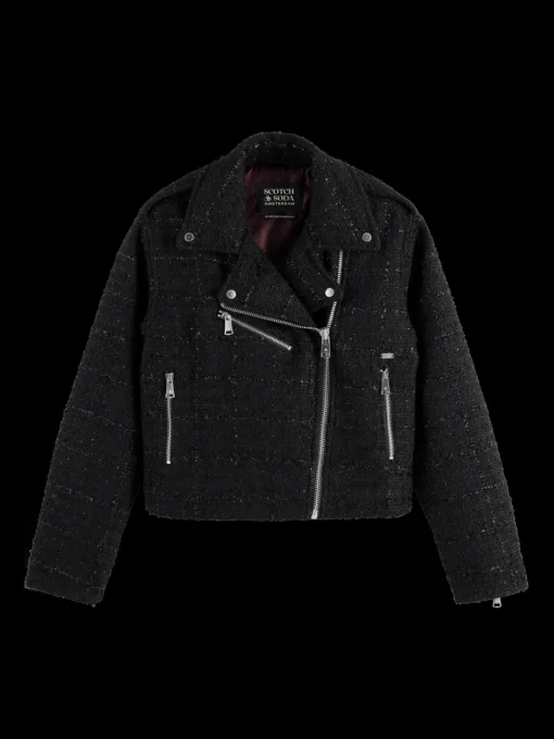 BOUCLE TWEED BIKER JACKET