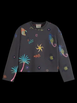 BOXY FIT EMBROIDERED SWEATSHIRT
