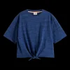 BOXY FIT TIE FRONT MARL T-SHIRT