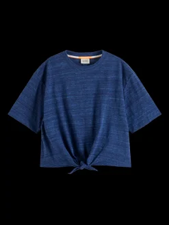 BOXY FIT TIE FRONT MARL T-SHIRT