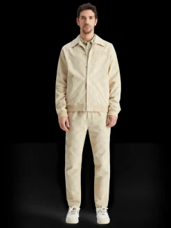Check-patterned corduroy college jacket