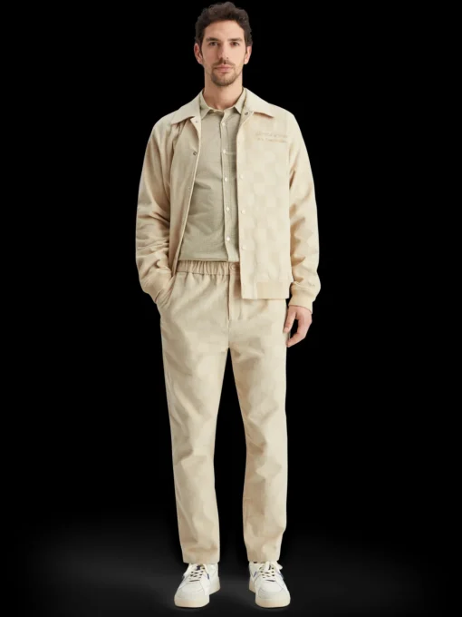 Check-patterned corduroy college jacket