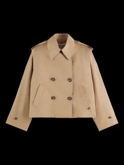 Cotton blend short trenchcoat