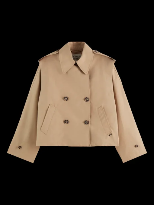 Cotton blend short trenchcoat