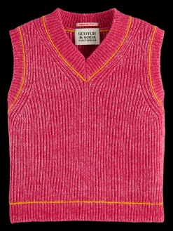 COTTON TRIPLE YARN V-NECK VEST