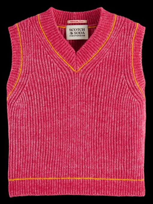 COTTON TRIPLE YARN V-NECK VEST