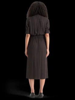CREPE MIDI DRESS WITH CHEST POCKETS