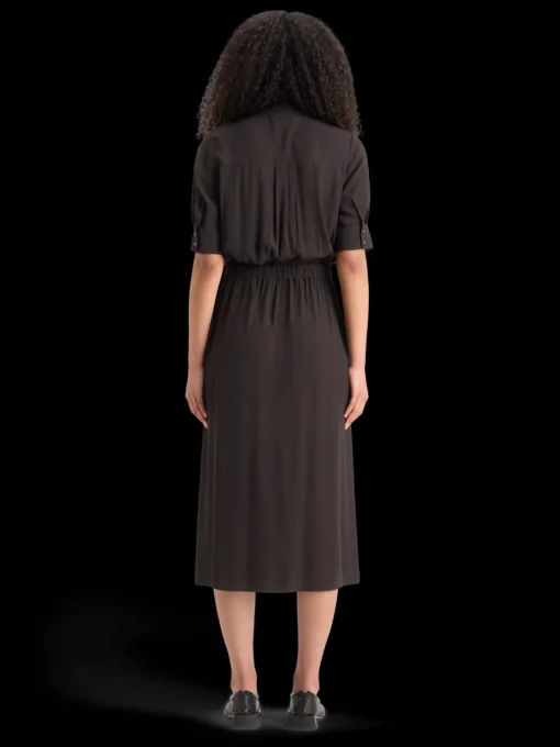 CREPE MIDI DRESS WITH CHEST POCKETS