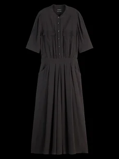 CREPE MIDI DRESS WITH CHEST POCKETS