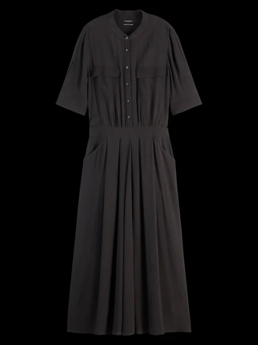 CREPE MIDI DRESS WITH CHEST POCKETS