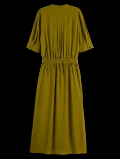 CREPE MIDI DRESS WITH CHEST POCKETS