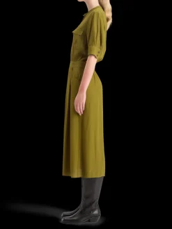 CREPE MIDI DRESS WITH CHEST POCKETS