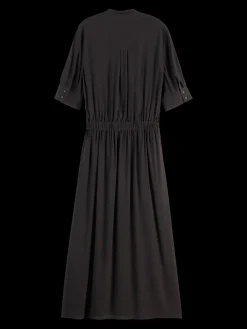 CREPE MIDI DRESS WITH CHEST POCKETS