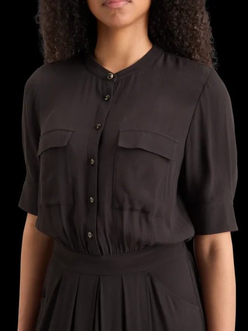 CREPE MIDI DRESS WITH CHEST POCKETS