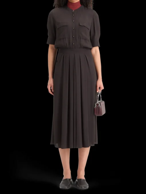 CREPE MIDI DRESS WITH CHEST POCKETS