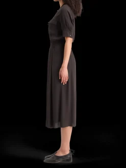 CREPE MIDI DRESS WITH CHEST POCKETS