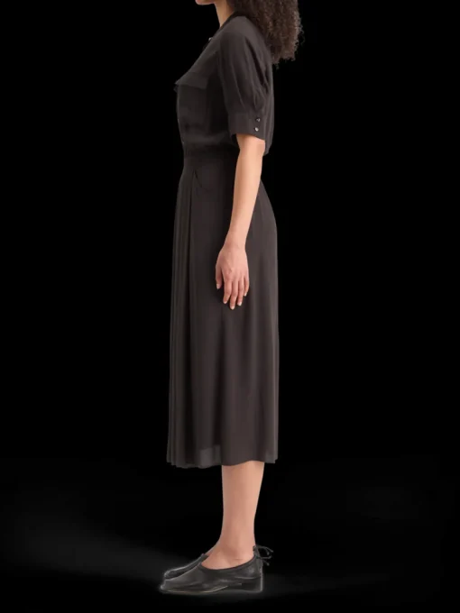 CREPE MIDI DRESS WITH CHEST POCKETS