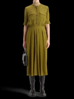 CREPE MIDI DRESS WITH CHEST POCKETS