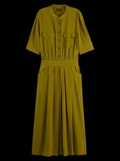 CREPE MIDI DRESS WITH CHEST POCKETS