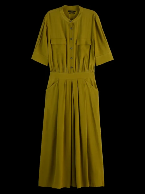 CREPE MIDI DRESS WITH CHEST POCKETS