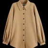 CREPE PEASANT SLEEVE OVERSHIRT