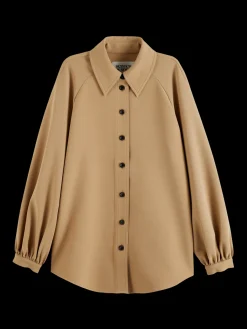CREPE PEASANT SLEEVE OVERSHIRT