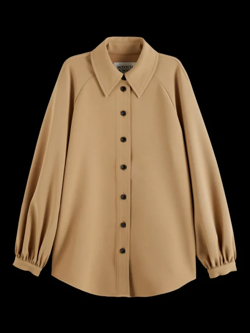 CREPE PEASANT SLEEVE OVERSHIRT