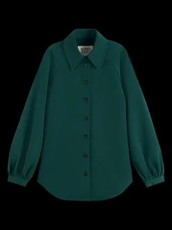 CREPE PEASANT SLEEVE OVERSHIRT