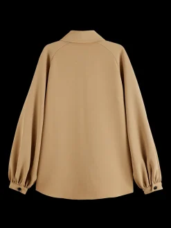CREPE PEASANT SLEEVE OVERSHIRT