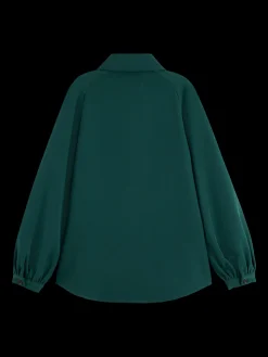 CREPE PEASANT SLEEVE OVERSHIRT