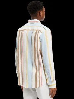 Crinkled voile stripe shirt