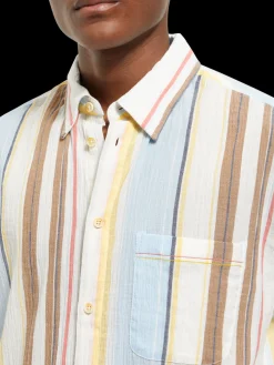 Crinkled voile stripe shirt