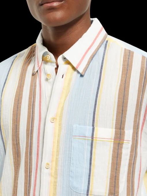 Crinkled voile stripe shirt