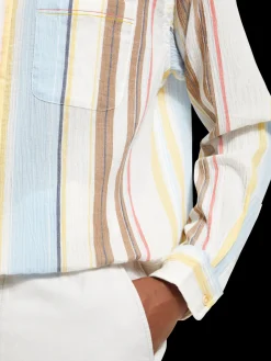 Crinkled voile stripe shirt