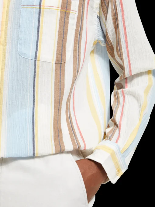 Crinkled voile stripe shirt
